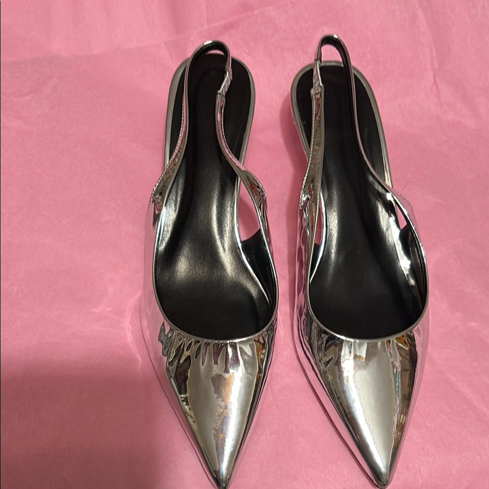 Silver Slingback Women's Shoes
